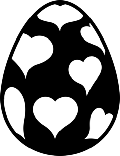 Easter Egg With Hearts Design Outline Svg Vector, Free Vectors File